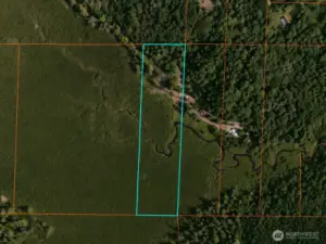 Overhead view with approximate boundaries in blue.