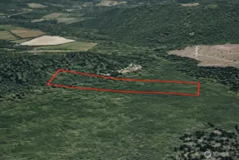 Overhead view with approximate boundaries in red.