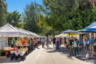 Local scene off of Queen Anne Avenue with its vibrant local farmer's market for fresh produces and colorful bouquets.