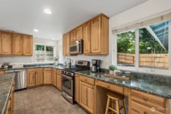 Loads of counter space AND windows to let natural light in.