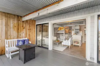 Auto garage doors with the push of a button, open up and let the sun and light and outdoors in!