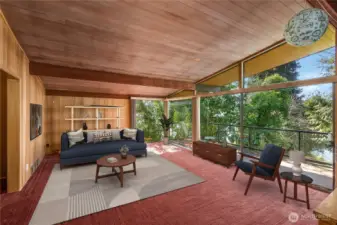 Digitally staged living room