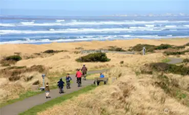 Just a short bike ride along a paved oceanfront path