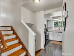 Half a floor up to bedrooms