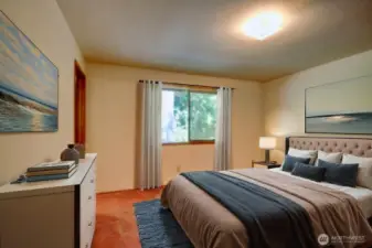 Virtually staged primary bedroom