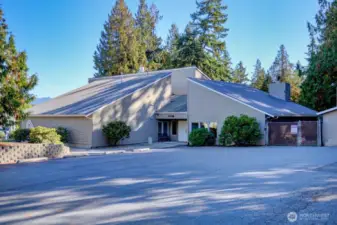 Community building where pool, sauna, work out room and racquet ball court are located