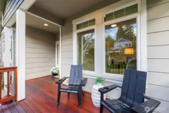 Covered porch looking over yard.