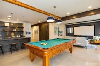 Lower level basement with polished cement floors.