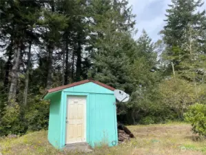 nice and dry storage shed for your gardening tools!