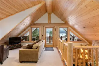 Large loft with tongue and groove wood.