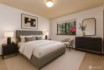 Bedroom with brand new paint. Virtually staged.