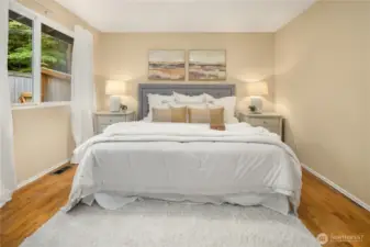 Extra-large primary bedroom with 3/4 bath ensuite