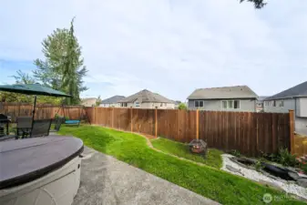 Enjoy the hot tub and beautiful pond on the right side.