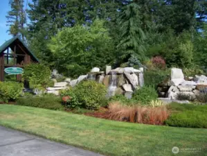 Neighborhood entry monument water fall
