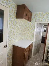 Cabinets in the utility room area