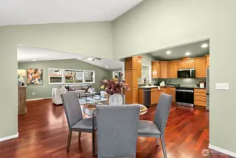 View of dining area, looking back to great room.