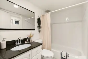 Primary ensuite - also offers additional closet space.