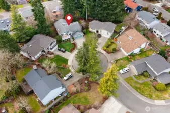 Home sits at back of quiet cul-de-sac.