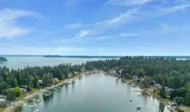 Serene end-of-the-bay setting—calm waters, endless views, and pure Pacific Northwest tranquility