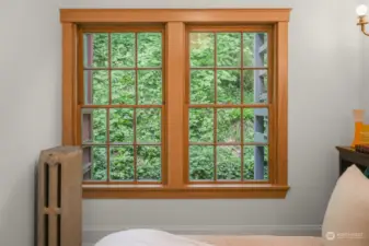 Restored original wood-frame windows