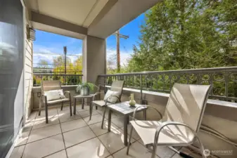 Private/covered patio off the living & primary