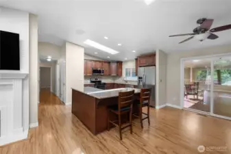 Open to a nice kitchen island counter.