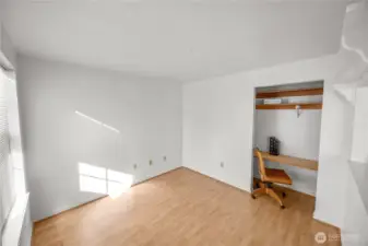 to the left of the entry you will find a den with a desk built in to closet.