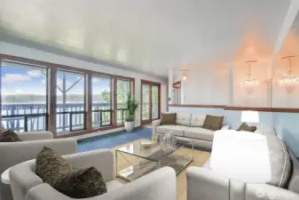 Breathtaking views of Lake Washington the Living Room.