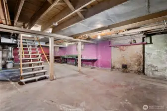 Great height in the basement to finish.  Large enough for family room, bathroom, and additional bedroom.