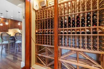 Wine cellar for easy access - plenty of room in the basement for a full library of wine