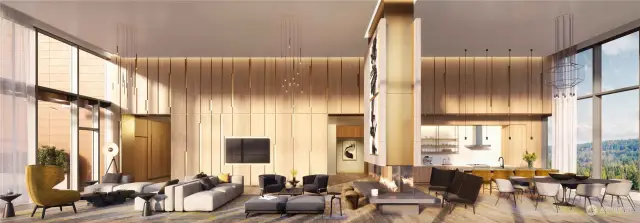 Rendering of top floor club room.