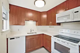 Kitchen has dishwasher and disposal