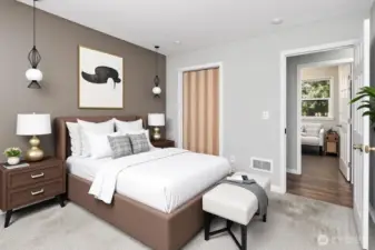 Another view of the ADU bedroom with virtual staging.
