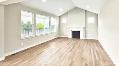 A look toward the main living space w/ propane fireplace