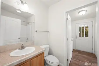 Enjoy a full bathroom complete with a bathtub for relaxing soaks.