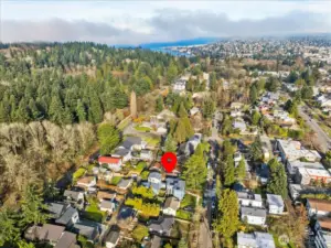 Looking north toward Ballard, the lockes and Salmon Bay