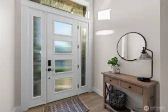 Fluted glass front door for privacy and natural light