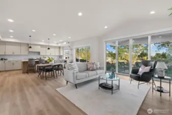 open concept living with vaulted ceilings