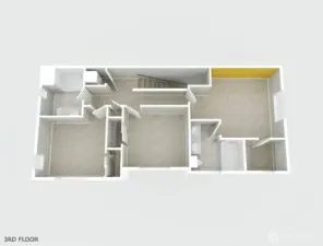 3rd floor plan showcasing the master suite and two additional bedrooms