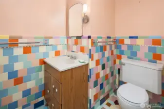 Lower level bathroom with shower.