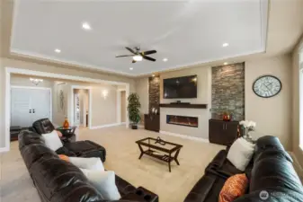 Digital fireplace perfect for adding ambiance to your relaxing moments in the great room