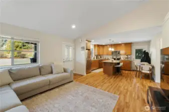 The open concept ADU features living room adjacent to the kitchen, 2 bedrooms including 1 primary suite and 1.75 baths.  Take a look at the 2 car garage!