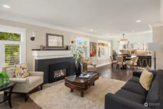 Living area with gas fireplace.