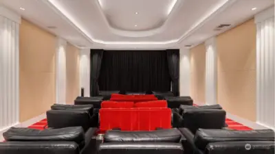 Private theater with seating for up to 20 people.