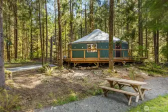 Yurt on beautiful platform/stage.