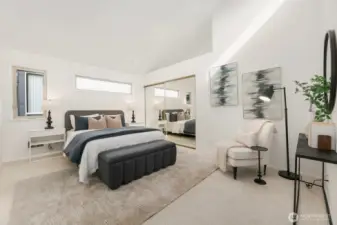 Huge primary with vaulted ceilings