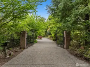Gated driveway entry.