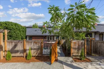 Gated entry to private patio off entrance
