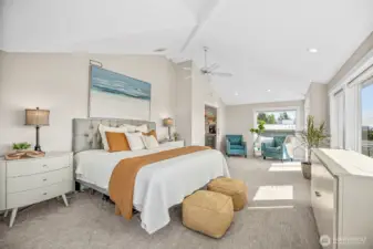Very large primary suite with vaulted ceilings... keep scrolling to see these amazing views!