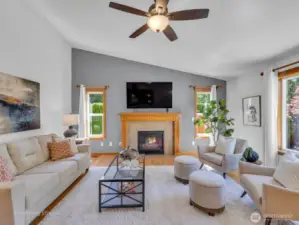 Imagine yourself enjoying an evening in front of this cozy gas fireplace